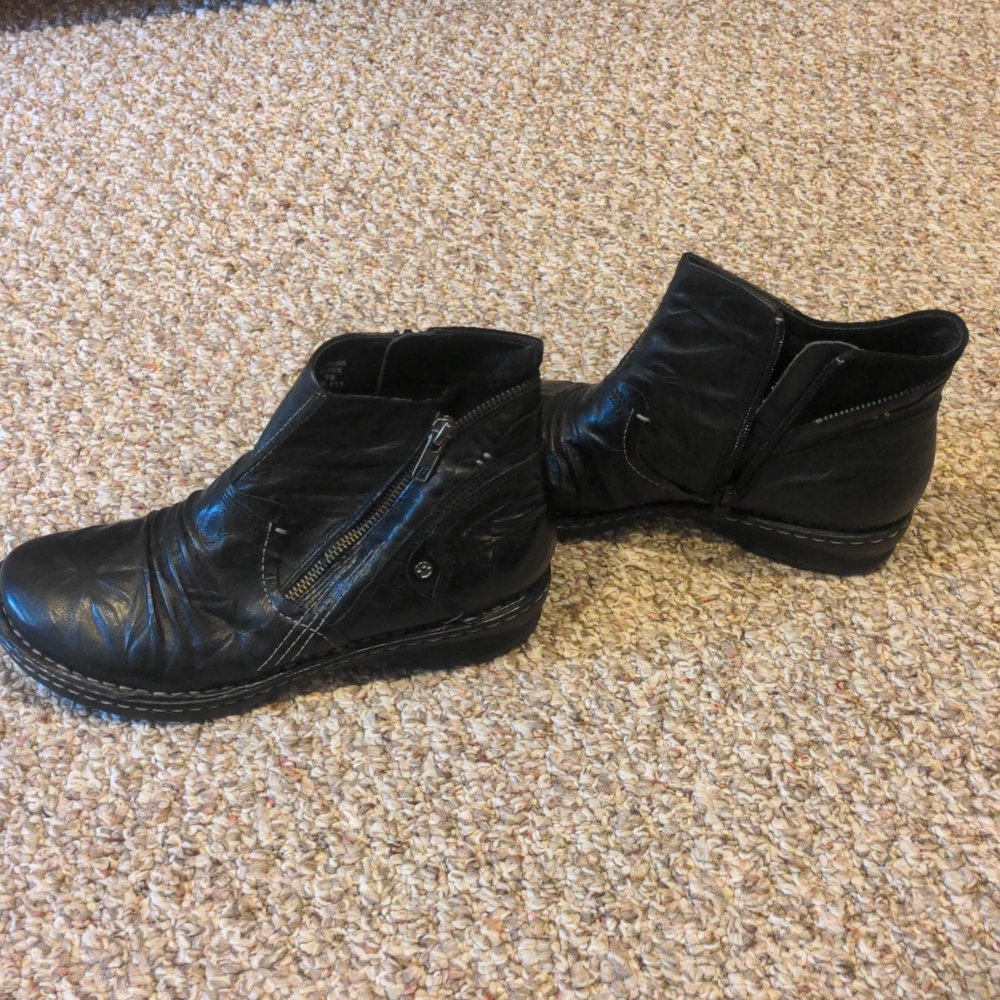 Black leather booties